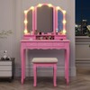 Tiptiper Vanity Desk with Tri-Fold Mirror and Lights, Makeup Vanity