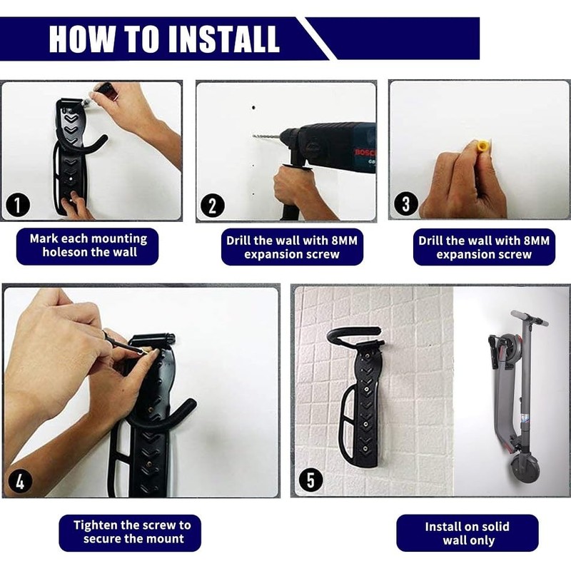 AceTaken Eletric Scooter Rack Wall Mount,Scooter Hangers for Indoor,Garage,Shed, Vertical