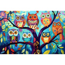 Ohhvvow Owls Diamond Painting Kits for Adults - 5D DIY Art Craft with Round Resin Diamonds, Complete Starter Kit for Stress Relief & Home Decor (12x16 inch)