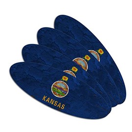 Rustic Kansas State Flag Distressed USA Double-Sided Oval Nail File Emery Board Set 4 Pack