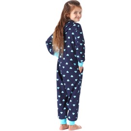 Merry Style MS10-223 Girls' Romper, Sleeping Suit with Hood, Marine Hearts, 134-140