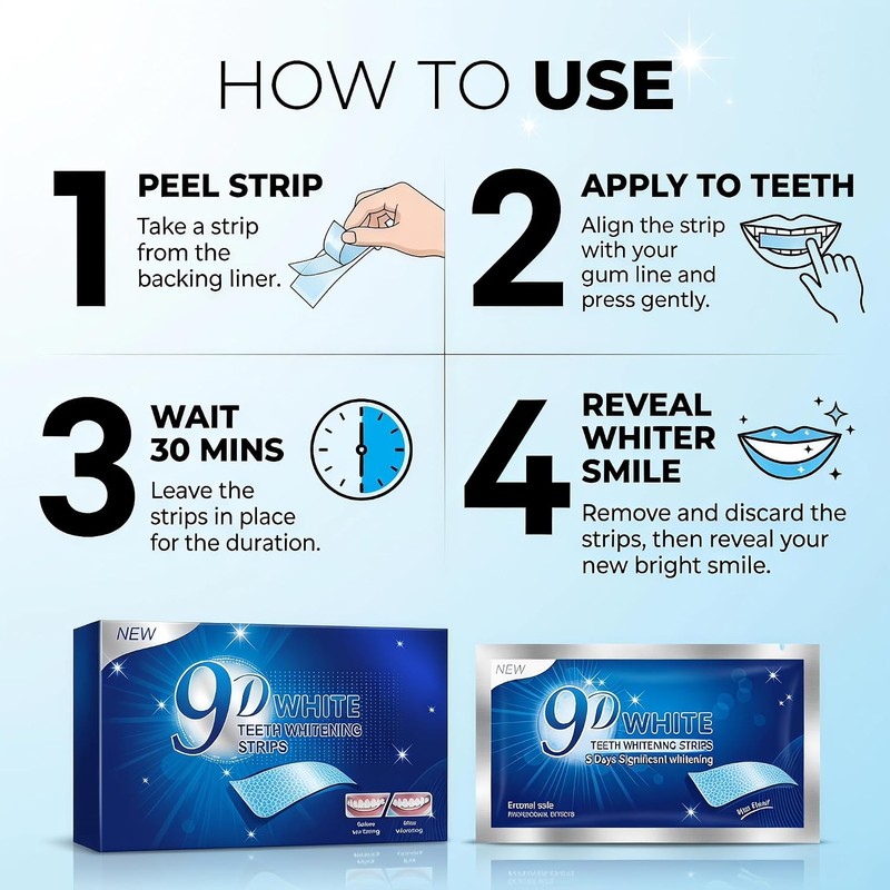 30 Piezas Tiras Blanqueadoras Dientes, 15 Pares Teeth Whitening Strips,