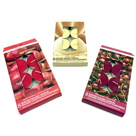 Luminessence(tm) Assorted Scented Tealight Candles, 8 Tealight Candles in Each Pack - 3 Packs - Wonderful Aroma - Long Lasting – Inexpensive – Apple Cinnamon – Black Cherry - Vanilla