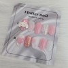 Pink rabbit heart handmade nail tip - Short Oval Mini