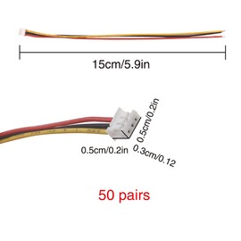 YIXISI 50 Pairs Mini Micro JST-ZH 1.5 mm 3-Pin Connector Plug with Wire Cables 15 cm, Micro JST-ZH 3-Pin Male & Female Plug