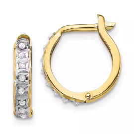 Unbranded 13mm 10k Yellow Gold Diamond Fascination Round Hinged Hoop Earrings