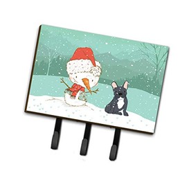 Caroline's Treasures CK2085TH68 Black French Bulldog Snowman Christmas Leash or Key Holder, Triple, Multicolor