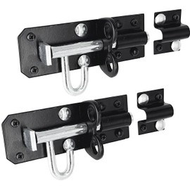 IRONTITE® 2 Pack Black Brenton Bolt Gate Bolt 100mm (4"), Ideal Door Bolt Lock for Gates, Sheds, Barns etc. Heavy Duty Gate Lock Bolts. Garden Gate Bolts for Wooden Gates Including Fixings.
