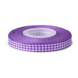 Ribbonitlux Gingham Ribbon, 3/8 Inch 25 Yd, Plaid Checkered Ribbon With Woven Edge, For DIY Crafts, Flower Bouquet Wrapping Home Decoration (Purple)