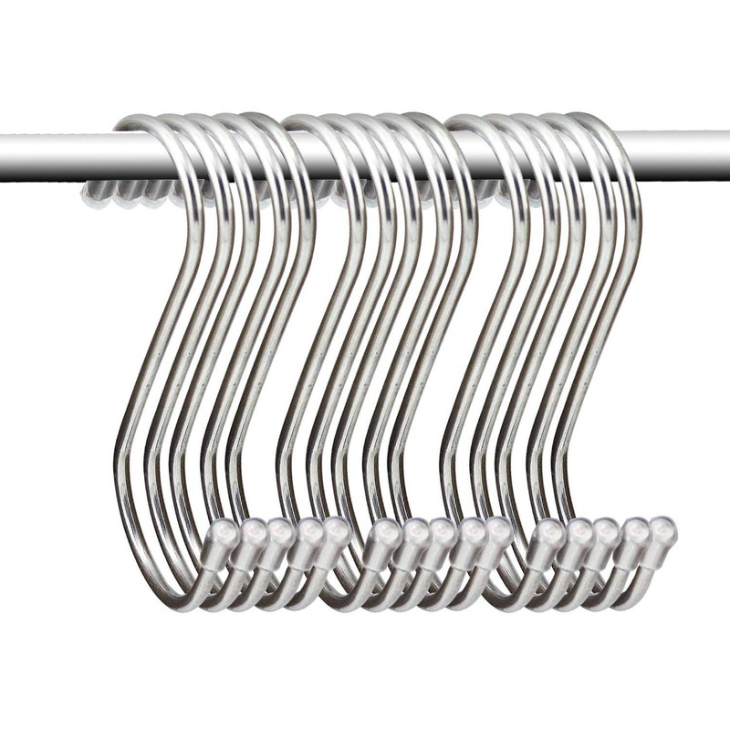 KEESIN 15 PCS S Shaped Metal Hanging Hook Stainless Steel