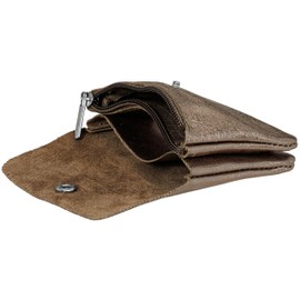 Caspar Small Genuine Leather Women's Purse with Zip and Press Stud – GB416 – Made in Italy, Platinum Metallic