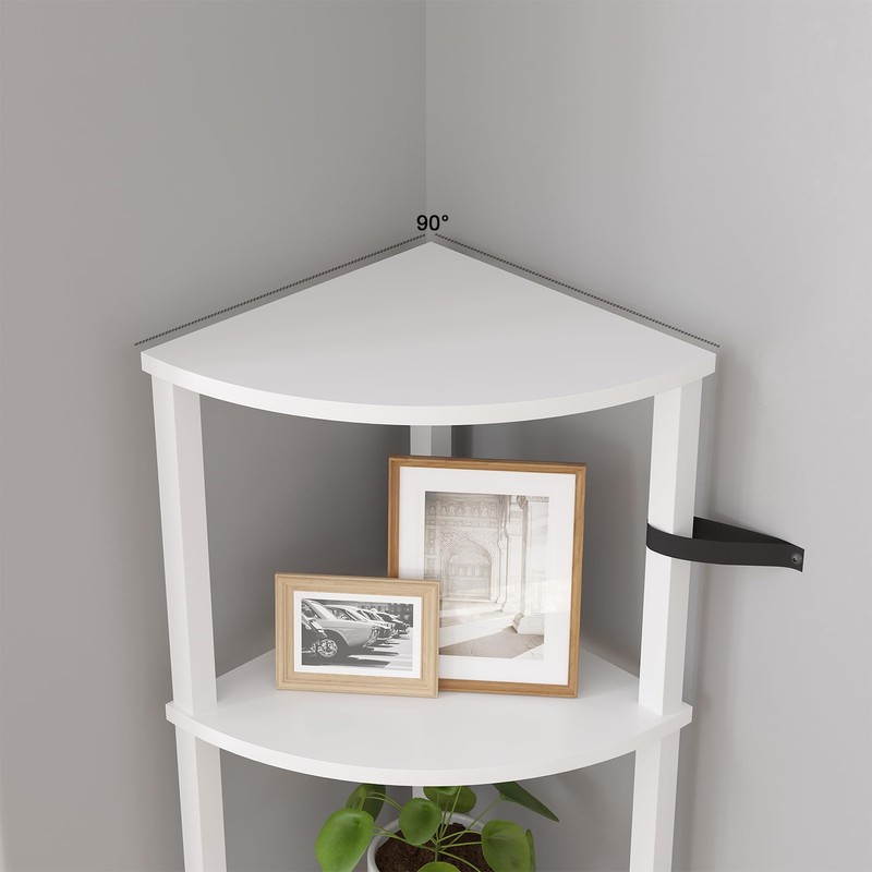 VIMBER Corner Shelf, 5-Tier Corner Bookshelf, Industrial Corner Ladder Shelf,