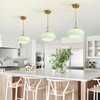 BOKT Green Glass Pendant Lights Kitchen Island 1-Light Adjustable Brass