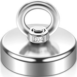 60 mm Neodymium Magnets Extra Strong 150 kg Strong Magnets Large Magnets Strong Hold Neodymium Eyelet Magnet Magnetic Hook Magnet with Eyelet, Countersunk Hole Eye Screw for Workshop, Pond Recovery,