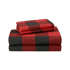 Featherhead 100% Cotton Flannel Sheet Set | Double-Brushed for Extra Softness, Warm & Breathable, Extra Deep Pockets fits Up to 17” (Red Gingham, Full)