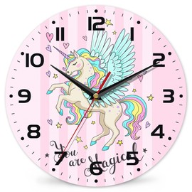 DEMACYA Cute Pegasus Wall Clock, You are Magical Clocks, Contemporary Home Decor Easy to Read Wall Clock for Living Room, Bedroom, Bathroom and Kitchen, 10 Inch