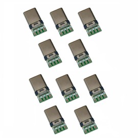 Teyleten Robot USB 3.1 Type-C Adapter Board Connector Test Board 24 Pins Male Plug Socket with PCB Dual-Sided Use 10PCS