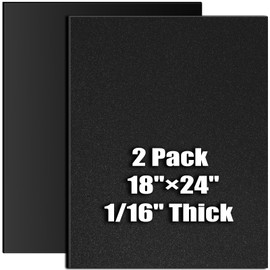 ABS Plastic Sheet 1/16 Inch Thick 18" x 24" (2-Pack)，Black Rigid Moldable Panel with Different Surfaces (Textured Front & Smooth Back) for Structural Parts
