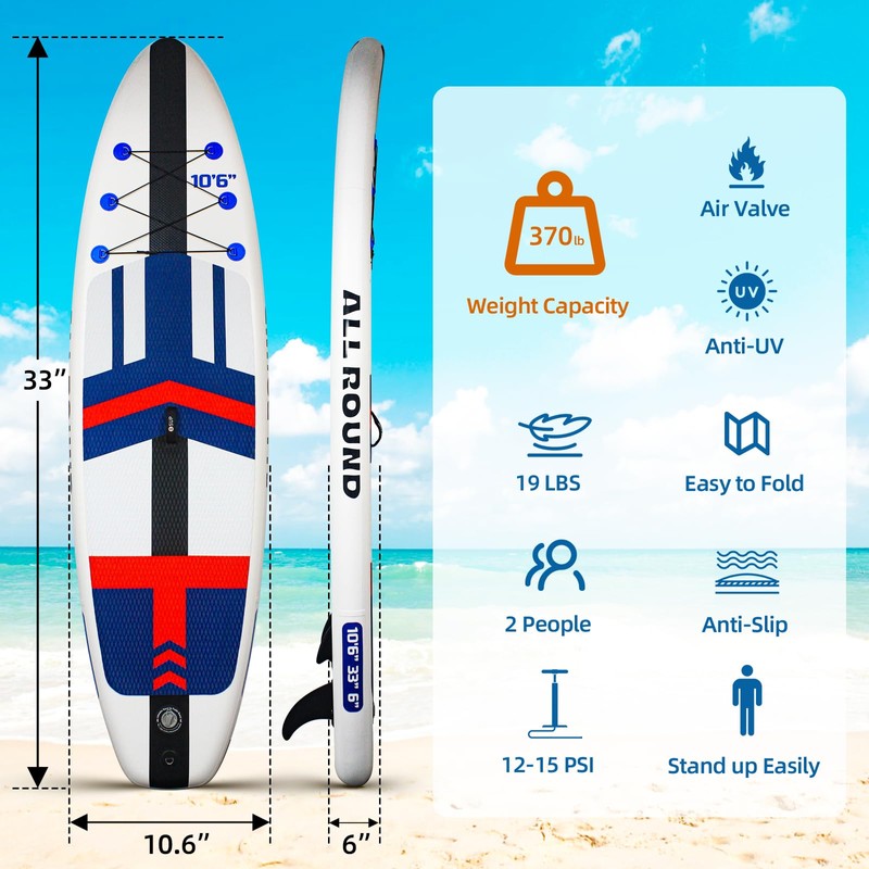KOKEBREN Inflatable Stand Up Paddle Boards with Paddle Board Accessories