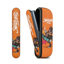 Case for IQOS (Only for ILUMA Shell) Leather Case with Side Cover + Protective Cover Interchangeable (Orange)