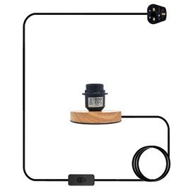 LEDSone E27 Vintage Wooden Table Lamp Base, Industrial E27 Desk Lamp Holder with UK Plug with ON/OFF Switch, Bedside Desk Lamps for Cafe Bar Bedroom Living Dining Room Decoration (2 Pack Without Blub)