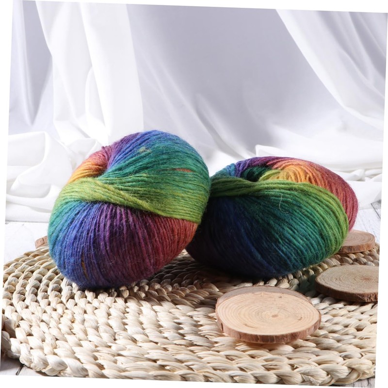 Tofficu 2pcs Knitting Yarn Wool Super Chunky Rainbow Yarn for