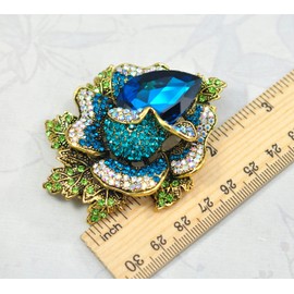 Gyn&Joy Womens Austrian Crystal Pendant Blooming Beautiful Rose Flower Brooch BZ308, Metal, crystal rhinestone