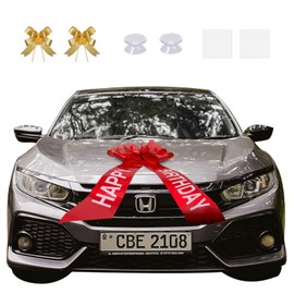 CYZBL New Car Bow, Weatherproof Elegant Car Bow, Gift Bow, Gift Wrapping, Car Ribbon Bow, Car Birthday Giant Large Red Bow (with Words)