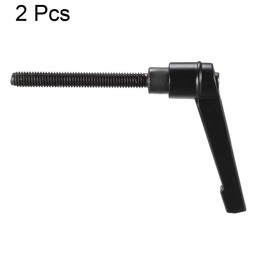 sourcing map M6 x 50mm Handle Adjustable Clamping Lever Thread Push Button Ratchet Male Threaded Stud Knobs Rotating Screw Handles Bolts with Locking Lever Black 2pcs