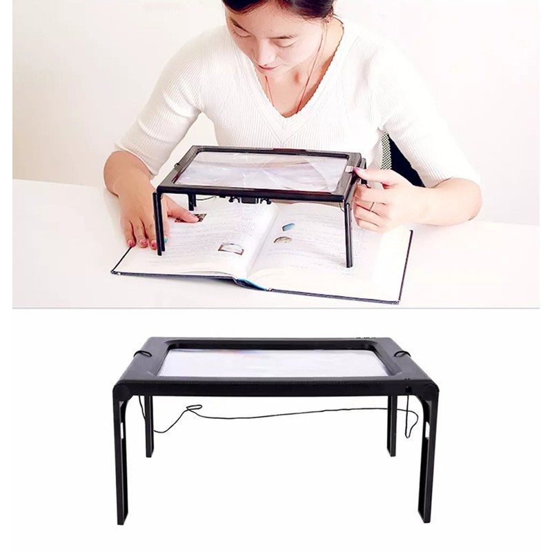 Hands-Free Magnifying Glass with LED Light Foldable 3X Page Magnifier