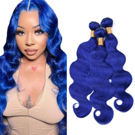 Dark Blue Bundles Human Hair Blue Body Wave 3 Bundles Human Hair 22 24 26 inch Double Weft Hair Weave