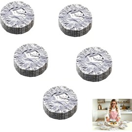 Cubierta Elástica de Papel de Aluminio para Alimentos, Cubierta Reutilizable de Papel de Aluminio para Alimentos, Tapas Protectoras de Cocina para Platos, Cuencos, Ollas y Recipientes (50PCS)