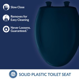 Bemis Classic Colors Slow Close Toilet Seat, Easy Clean Hinges and Durable Plastic Seat, Made in USA, Elongated, Navy