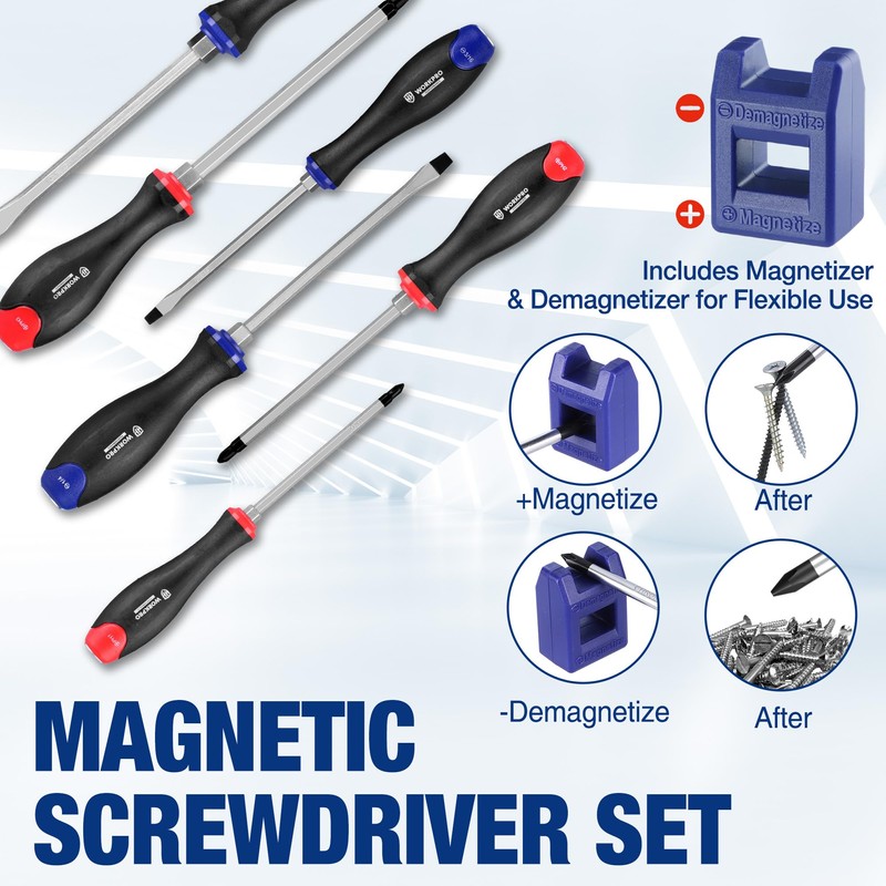WORKPRO Magnetic Screwdriver Set 24-Piece, Go-Thru Screwdriver Set Kit with