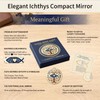 Jesus Fish Compact Mirror, Double-Sided Christian Gift for Her-6 Pcs