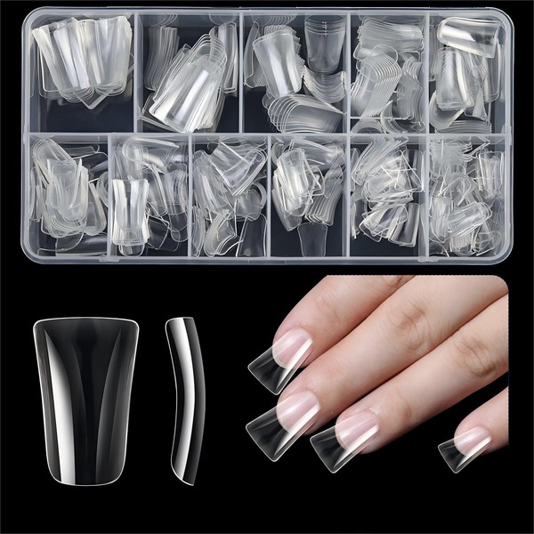 ELSAGIRL Duck Nail Tips - 504pcs Clear Soft Gel Curved