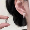 925 Sterling Silver Hoop Earrings with High-Carbon Diamond, Huggie Earrings