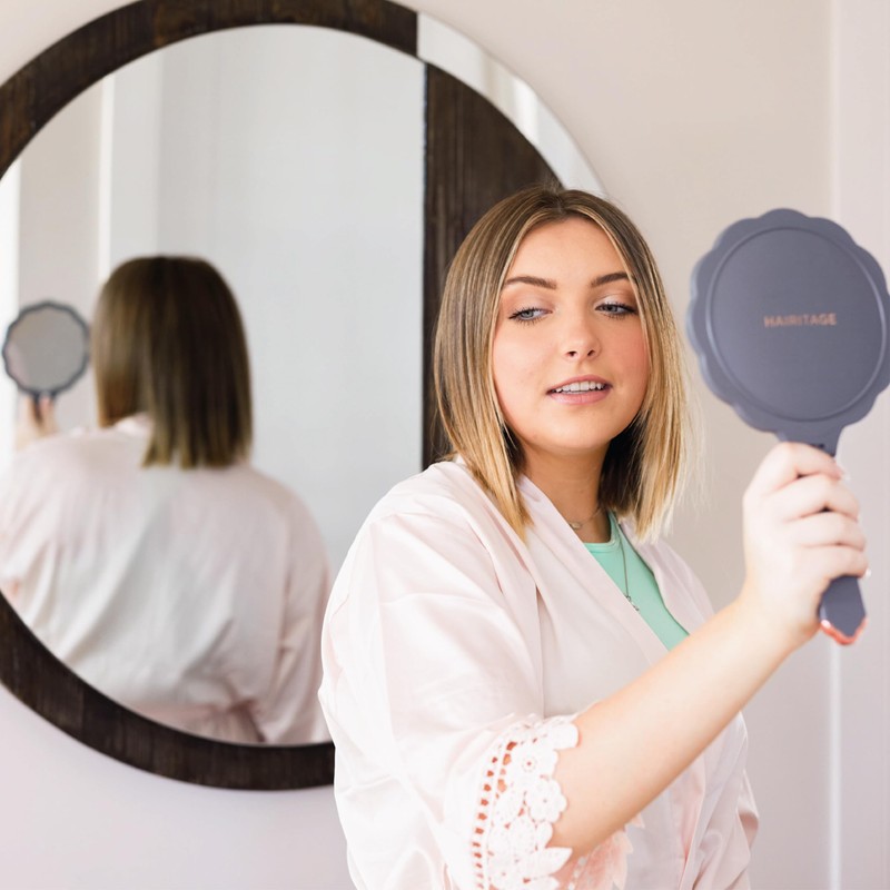 Strike A Pose Folding Hand Held Mirror with Adjustable Handle