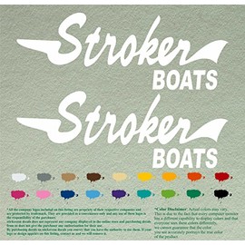 Pair of Stroker Boats Decals Vinyl Stickers Boat Outboard Motor Lot of 2 (24", White 010)