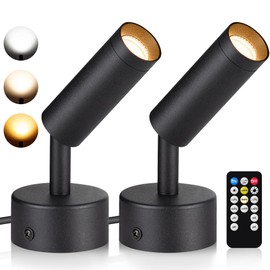 URTOM LED Spot Lights Indoor 3W Up Lights Indoor with Timer and Remote 3000K/4000K/5000K Uplighting Indoor Spotlight 120V Dimmable Uplights Indoor Floor Light for Plant and Artwork, 2 Pack, SHWT0302B
