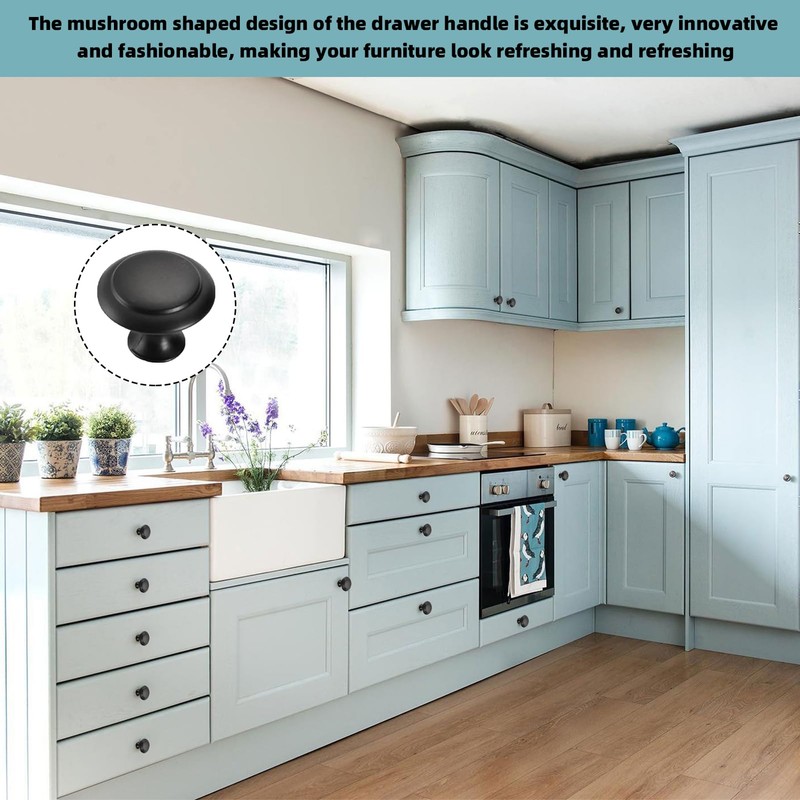 Nersgers Drawer Knobs 12 Pcs Black Door Knobs,30mm Retro Matte