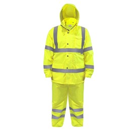 JORESTECH Safety Rain Set / Jacket Reflective High Visibility Yellow JK-03 / Pants Lime ANSI 150D Heavy Duty PANTS-03 (Small)