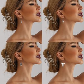 4 Pairs Set Cowgirl Boot Hat Western Earrings for Women Cowboy Hat Boho Dangle Earrings Western Drop Earrings for Women Ladies - Set 01