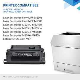 81A CF281A Toner (with Chip)- Compatible 2 Pack 81A Toner Cartridge Replacement for HP 81A Laser Enterprise M604 M605 M606 Series; Laser Enterprise MFP M630 Series Printer