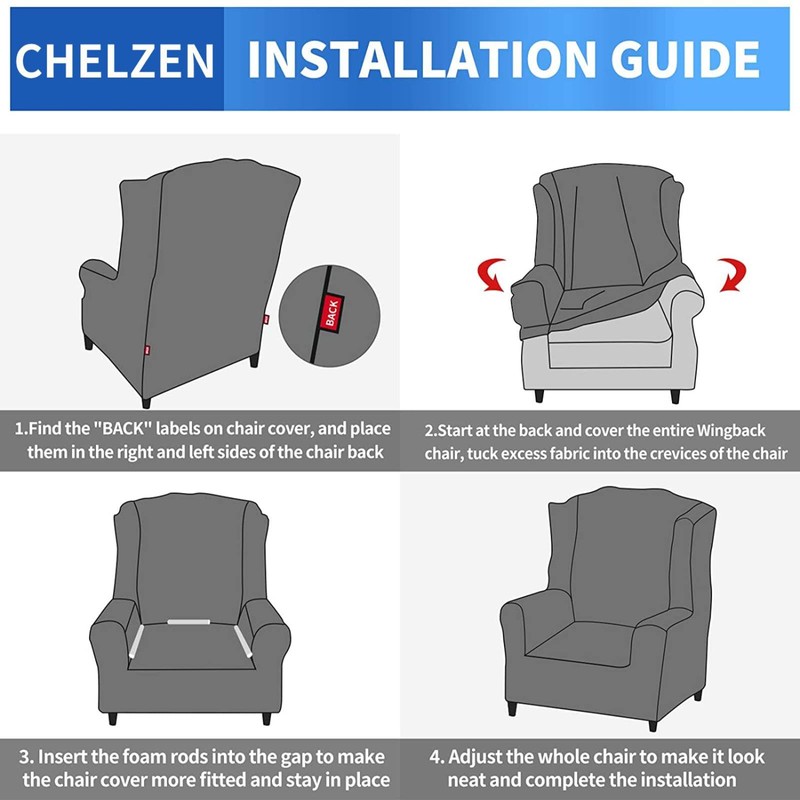 CHELZEN Stretch Velvet Wingback Chair Slipcover 1-Piece Soft Stylish Plush