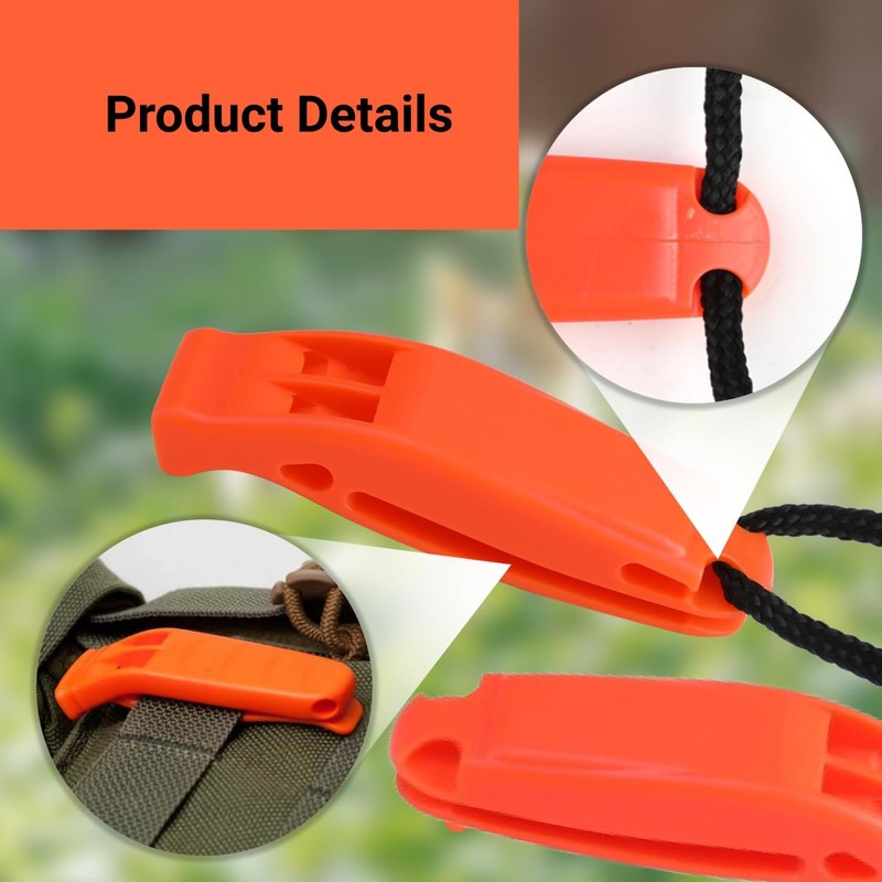2 Pcs Emergency Whistles with Reflective Safety Lanyard for Hiking