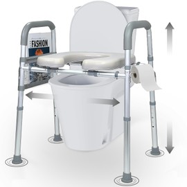 Raised Toilet Seat with Handles, Toilet Seat Risers for Seniors Width and Height Adjustable Raised Toilet Seat with Handles for Elderly