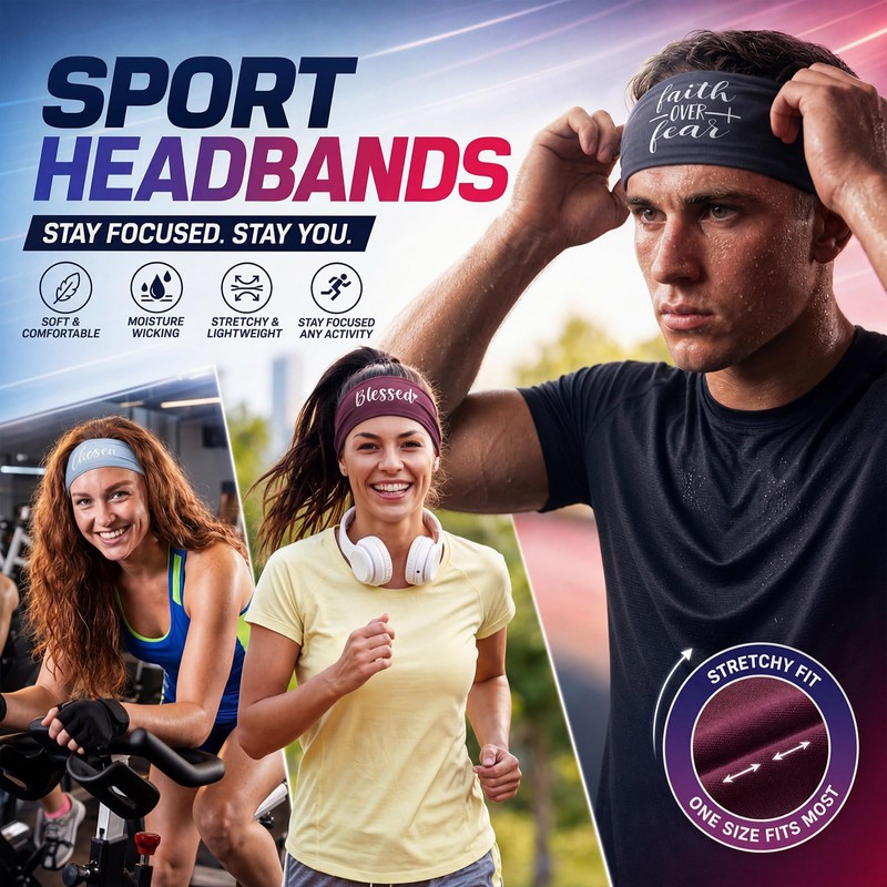 12 Pcs Christian Headbands for Men Women Sweatband Gift