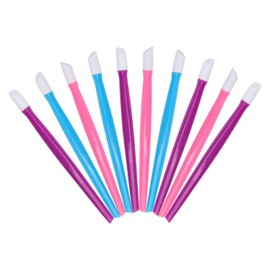 AHIER 10pcs Rubber Nail Cuticle Pusher Tipped Plastic Handle Nail Art Tool Nail Acrylic Cuticle Pusher Cleaner(Random Color)
