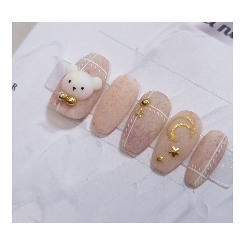 Cozy Bear Handmade Nail Tips - Points / 포근이 곰